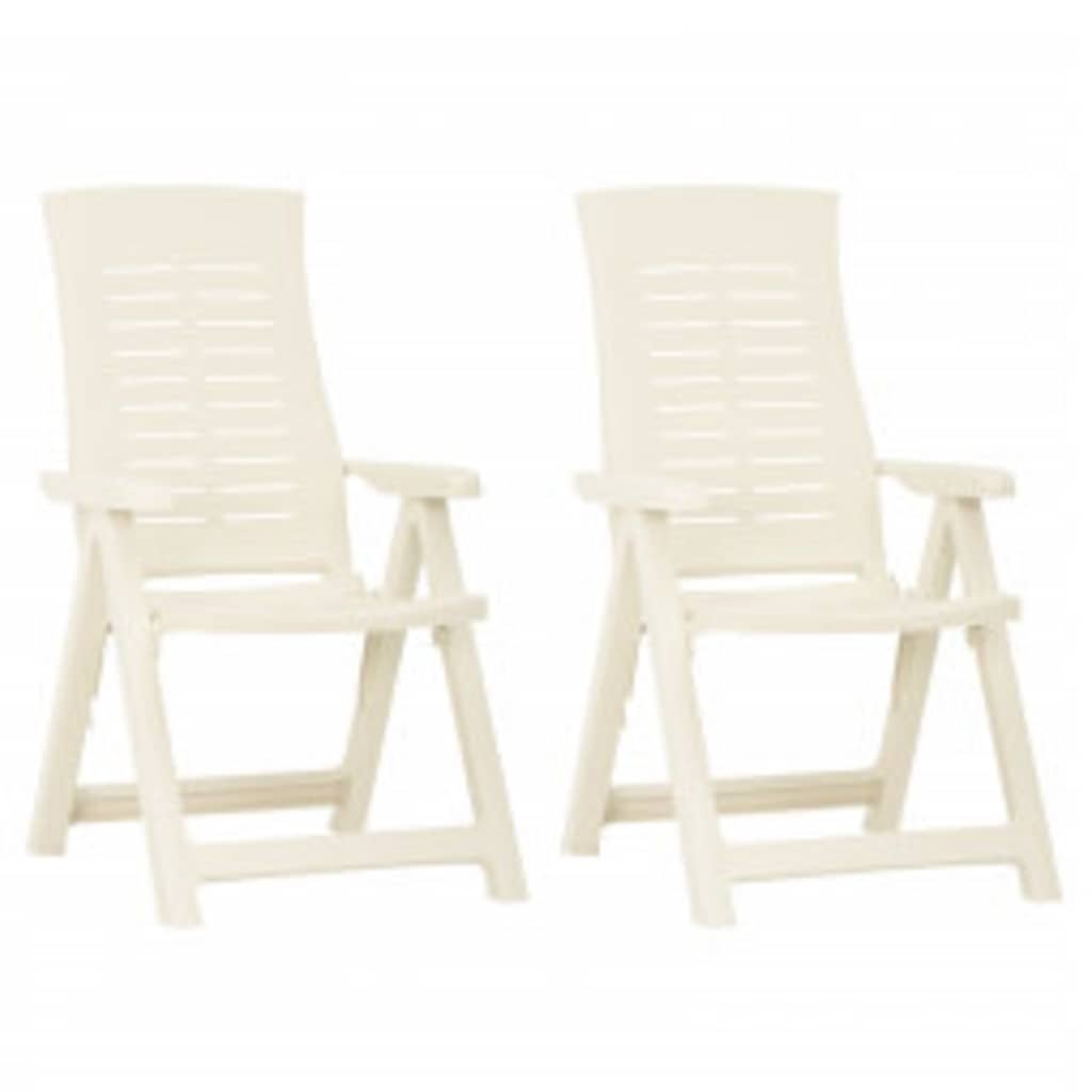 Walplus 2 Piece Plastic Reclining Folding Chairs - White