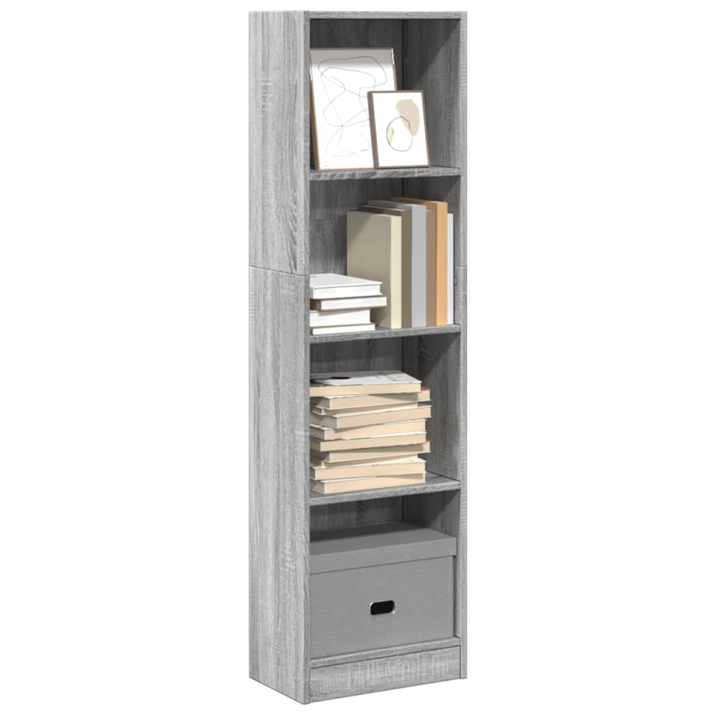 Walplus Engineered Wood Bookcase - Grey and Oak - 40 x 24 x 143 cm