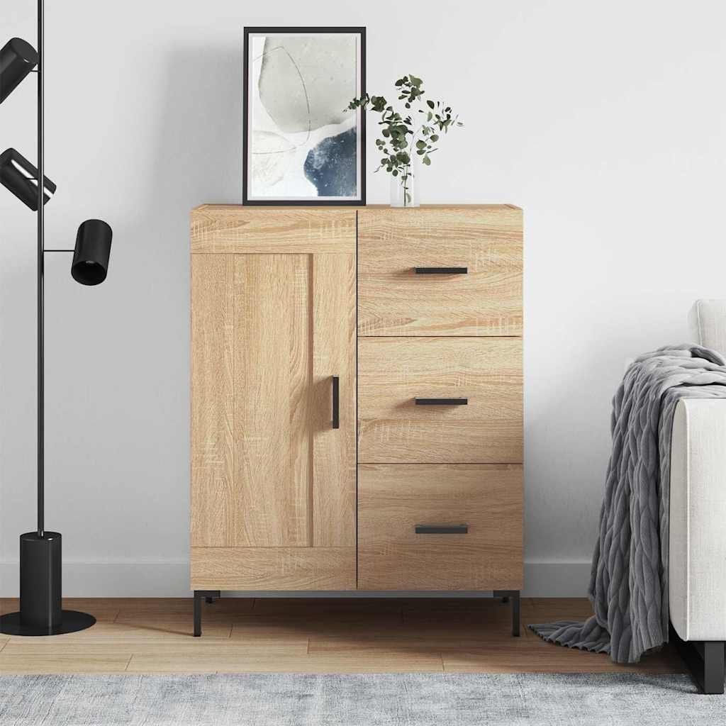 Walplus Engineered Wood Sideboard - Sonoma Oak - 69.5 x 34 x 90 cm