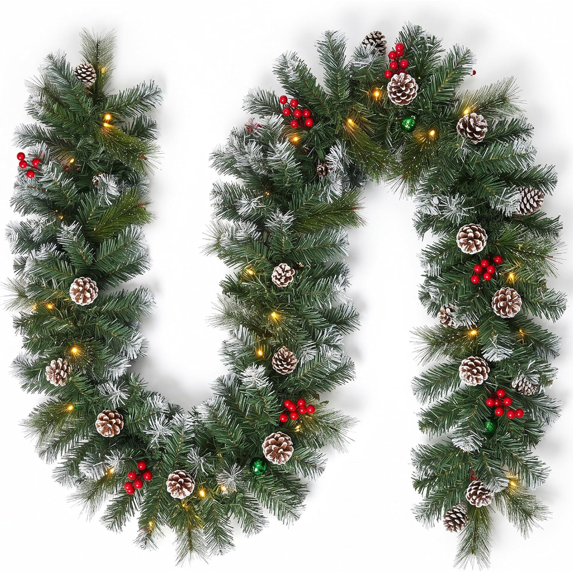 My Christmas Artificial Christmas Garland with Pine Cones and 30 LED Lights