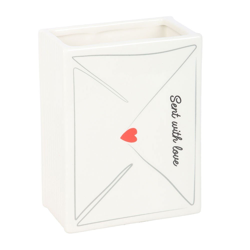 Something Different Ceramic Letter Valentine`s Day Flower Vase - White