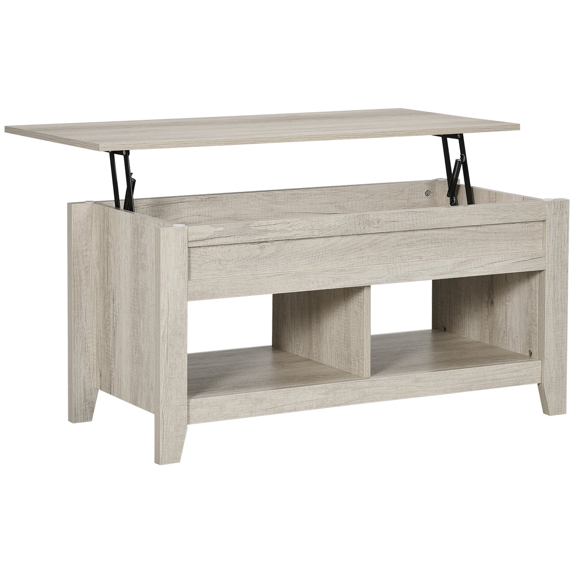 HOMCOM Lift Top Coffee Table with Hidden Storage Compartment - Oak Effect