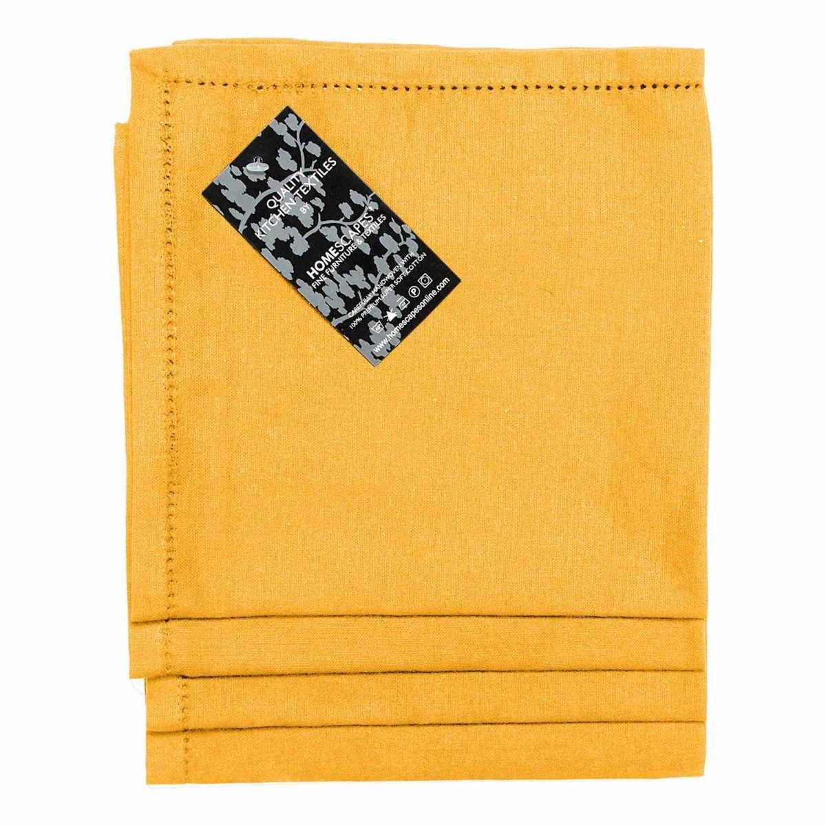 Homescapes Pack of 4 Plain Cotton Napkins - Mustard