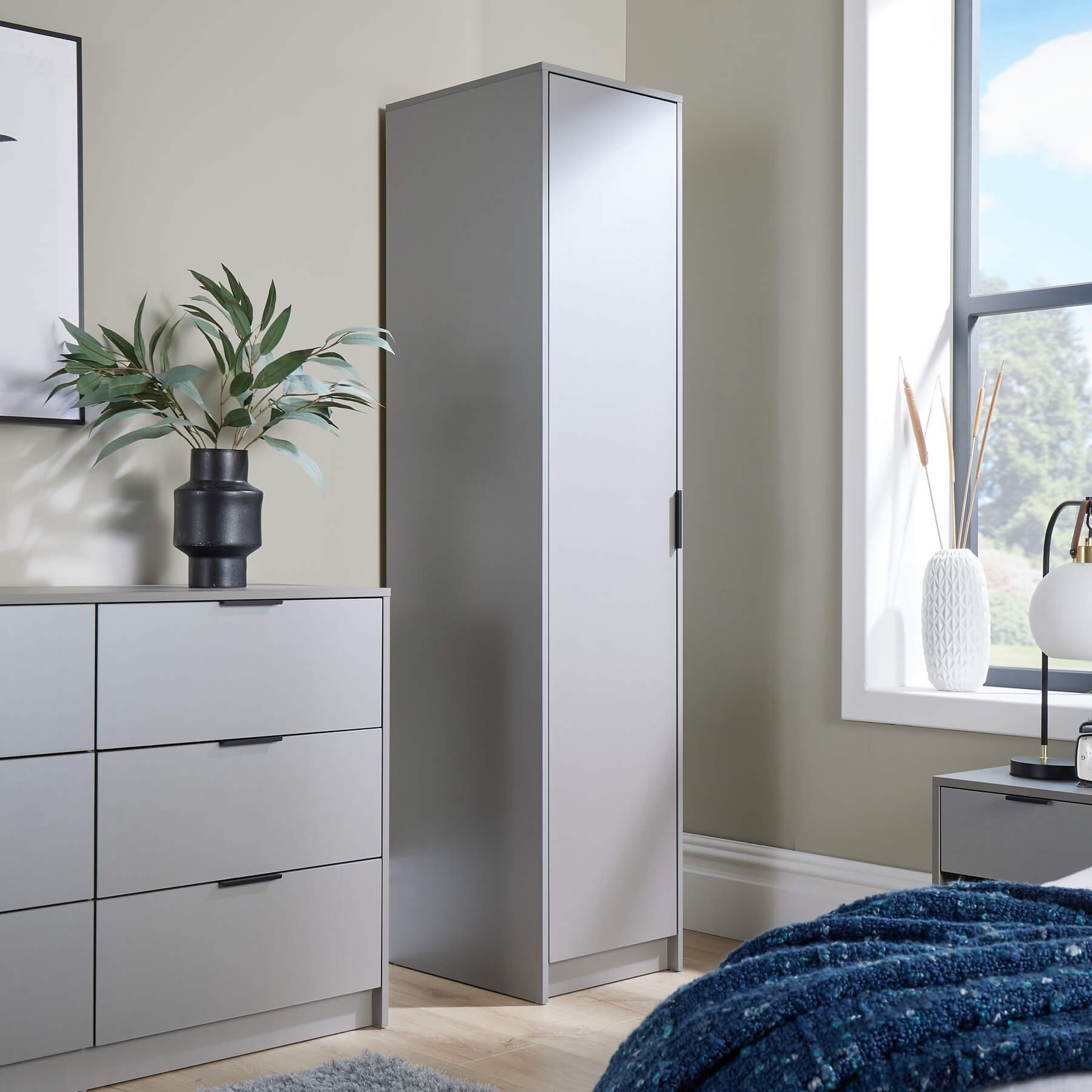 Home Source Phoenix 1 Door Wardrobe - Grey