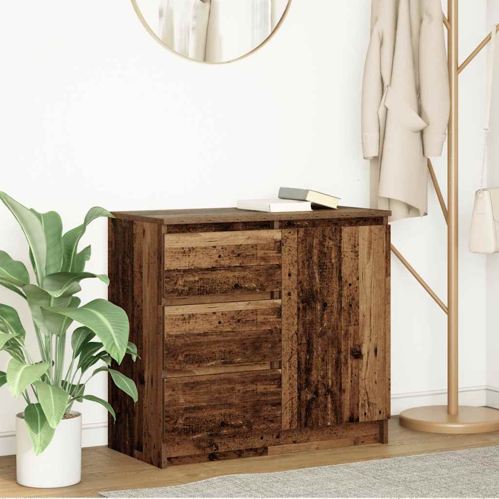 Walplus Engineered Wood 3 Drawer Sideboard - Dark Wood - 71 x 35 x 65 cm