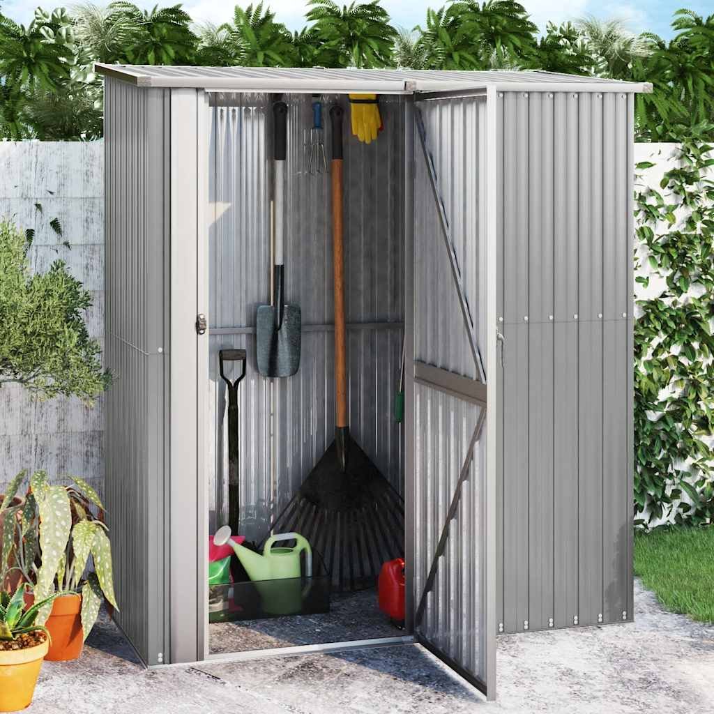 Walplus Galvanised Steel Garden Shed - Grey - 180.5 x 97 x 209.5 cm