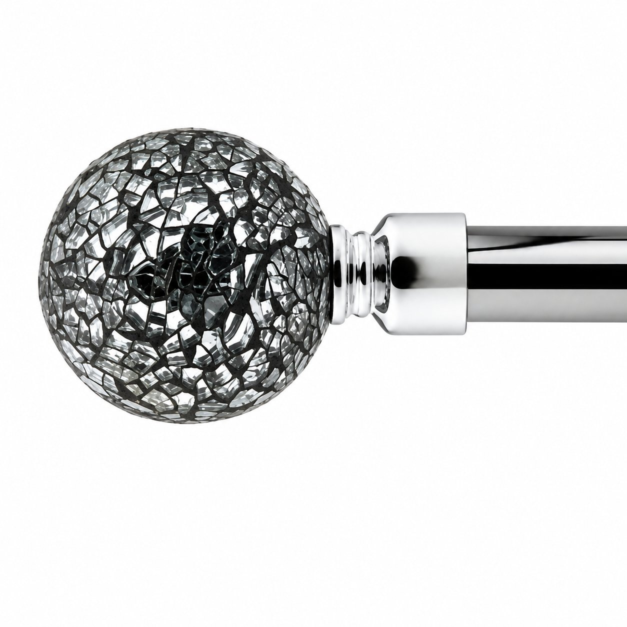 New Edge Blinds 16-19mm Chrome Glass Eyelet Curtain Pole - 160cm - 300cm