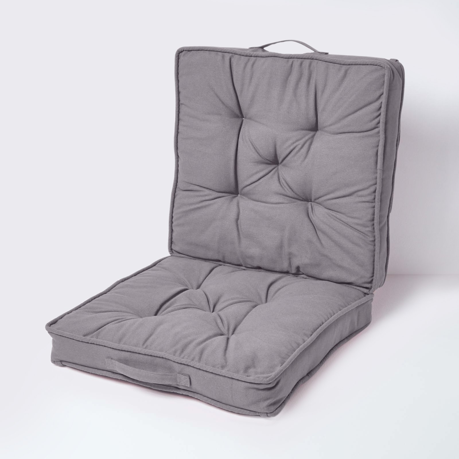 Homescapes Cotton Travel Support Booster Cushion - Charcoal Grey