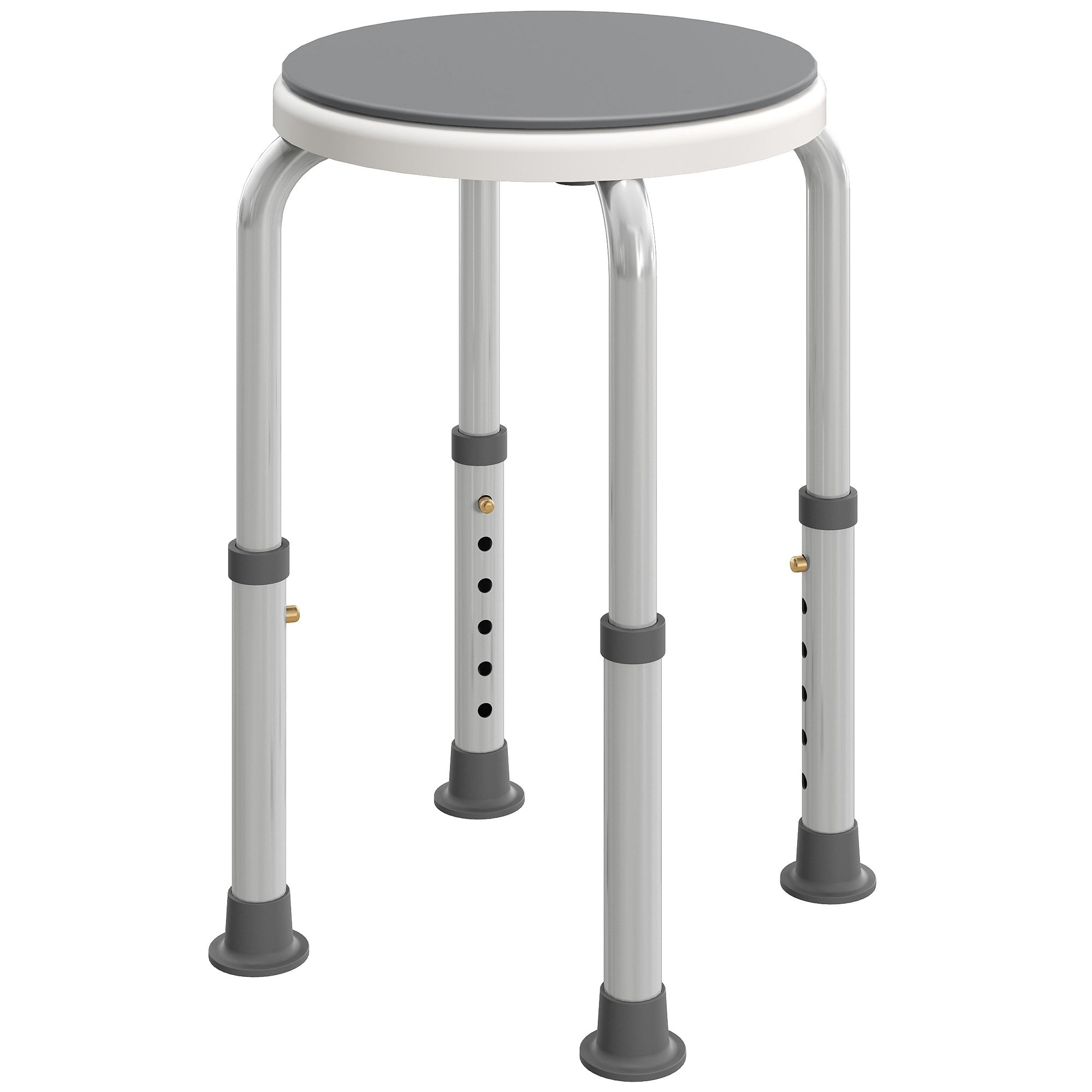 HOMCOM Aluminium Swivel Shower Stool with Adjustable Height - Grey