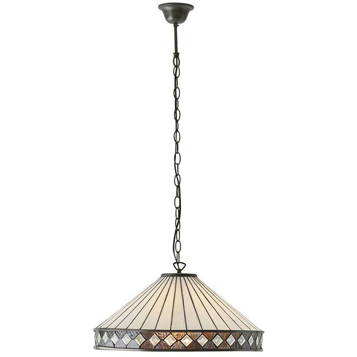 Loops Direct Glass and Steel Hanging Ceiling Pendant Light - Bronze and Natural
