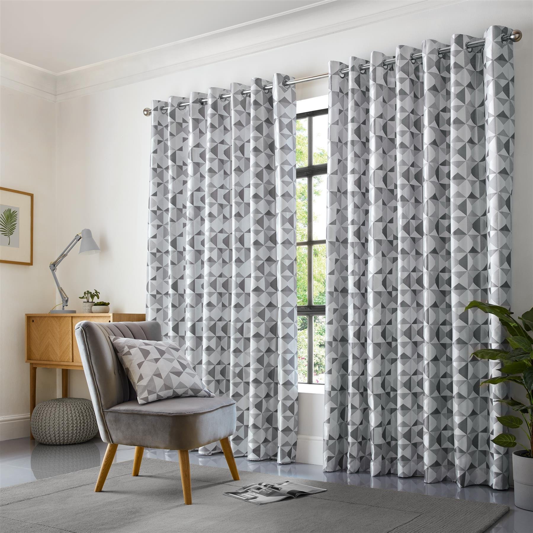 Luxury Living Nordic Lined Eyelet Curtains 117cm x 137cm - Grey