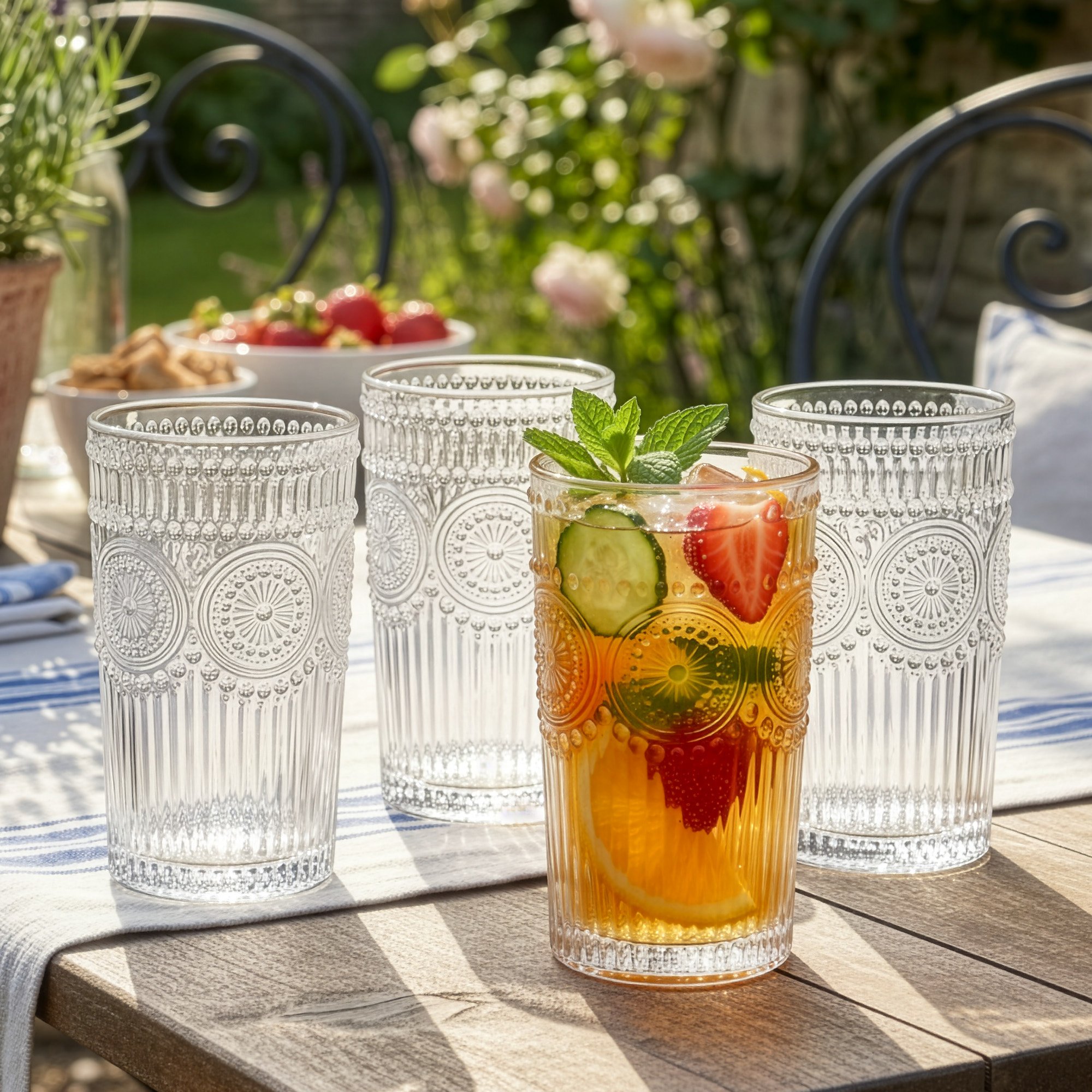 Dibor Set of 4 Palmas 355ml Glass Highball Glasses - Clear
