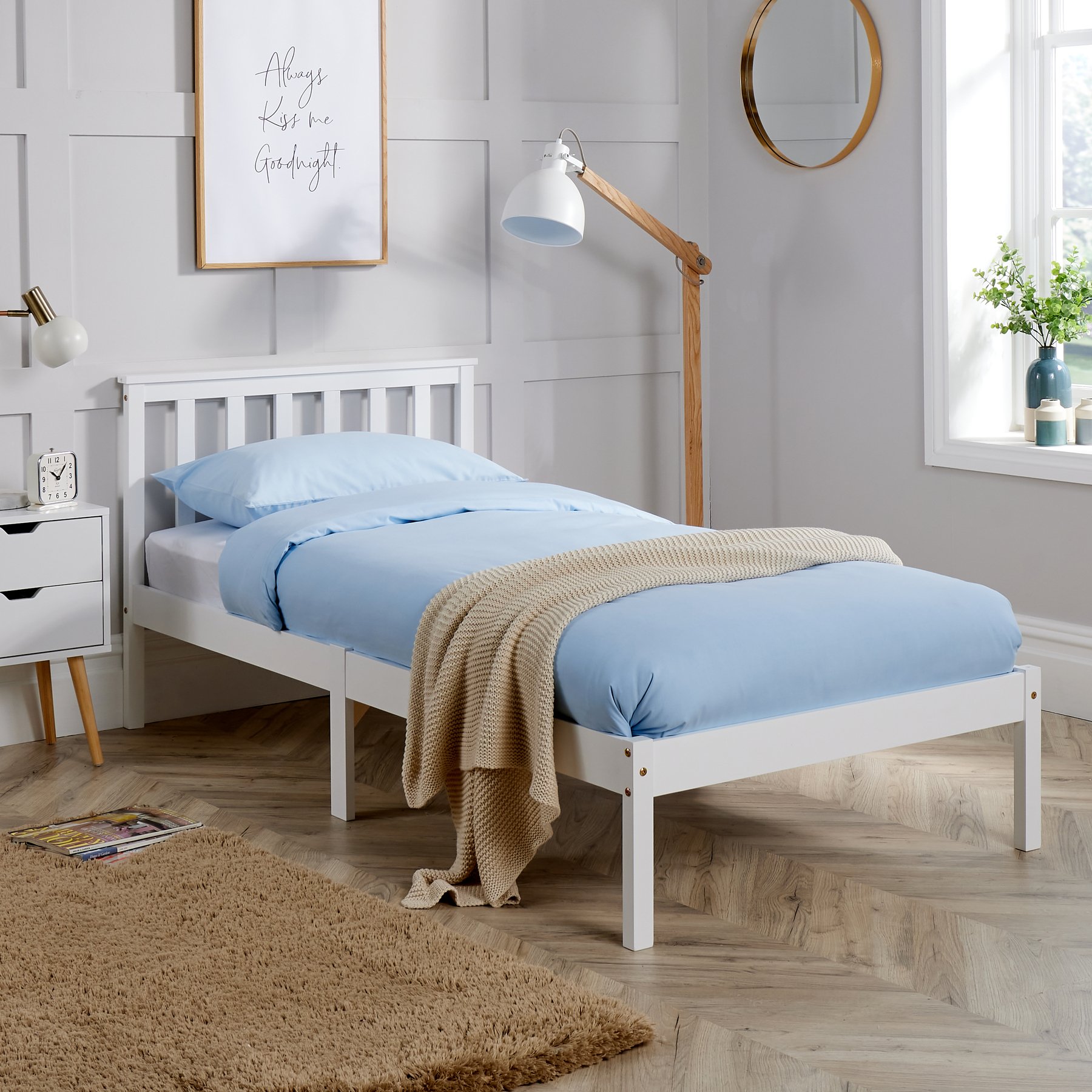 Home Source Florida Wooden Single Bed Frame - White