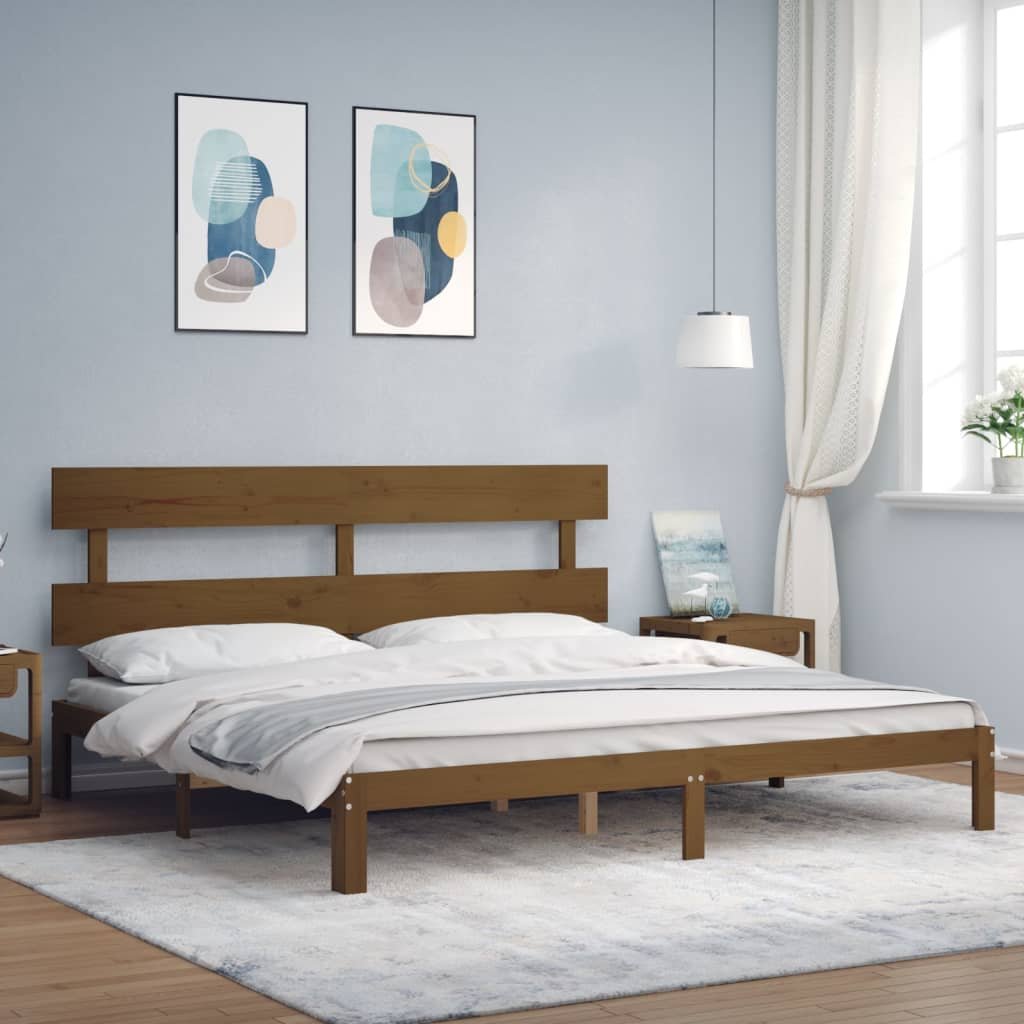 Walplus Engineered Wood Small Single Headboard Bed Frame - Artisan Oak