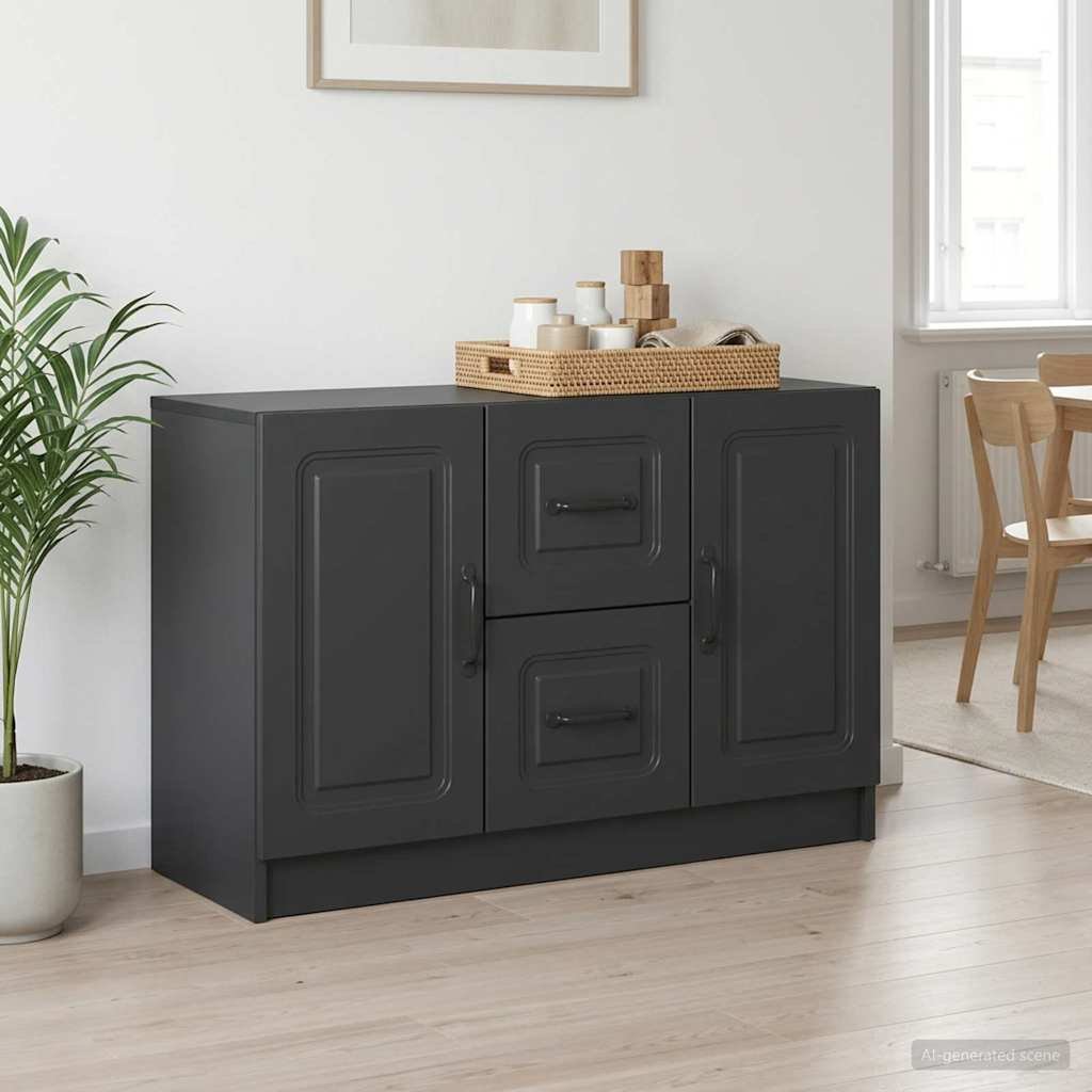 Walplus 2 Drawer Rectangular Sideboard - Black - 89 x 34.5 x 57 cm