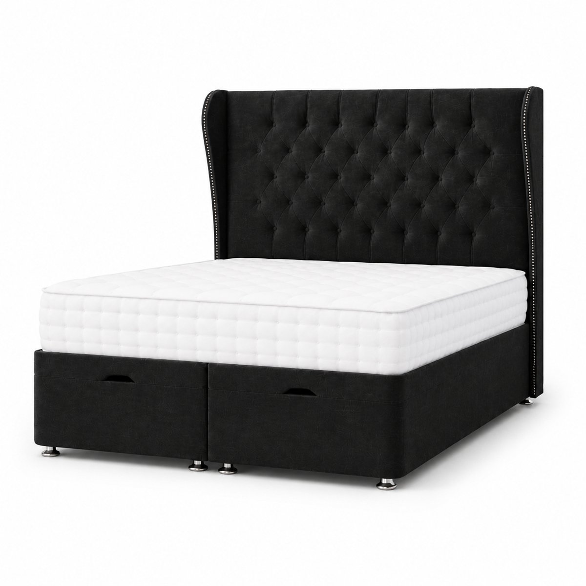 Comfy Deluxe Oscar 6ft Super King  Ottoman End Lift  Bed Set - Naples Black