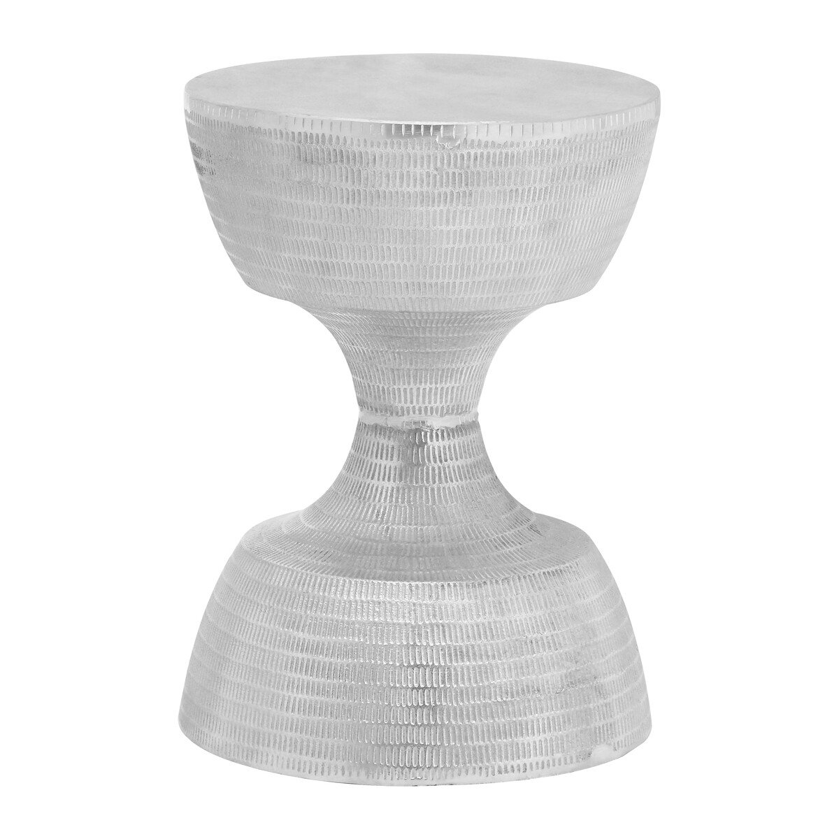 Orsina Small Textured Aluminium Side Table - Silver