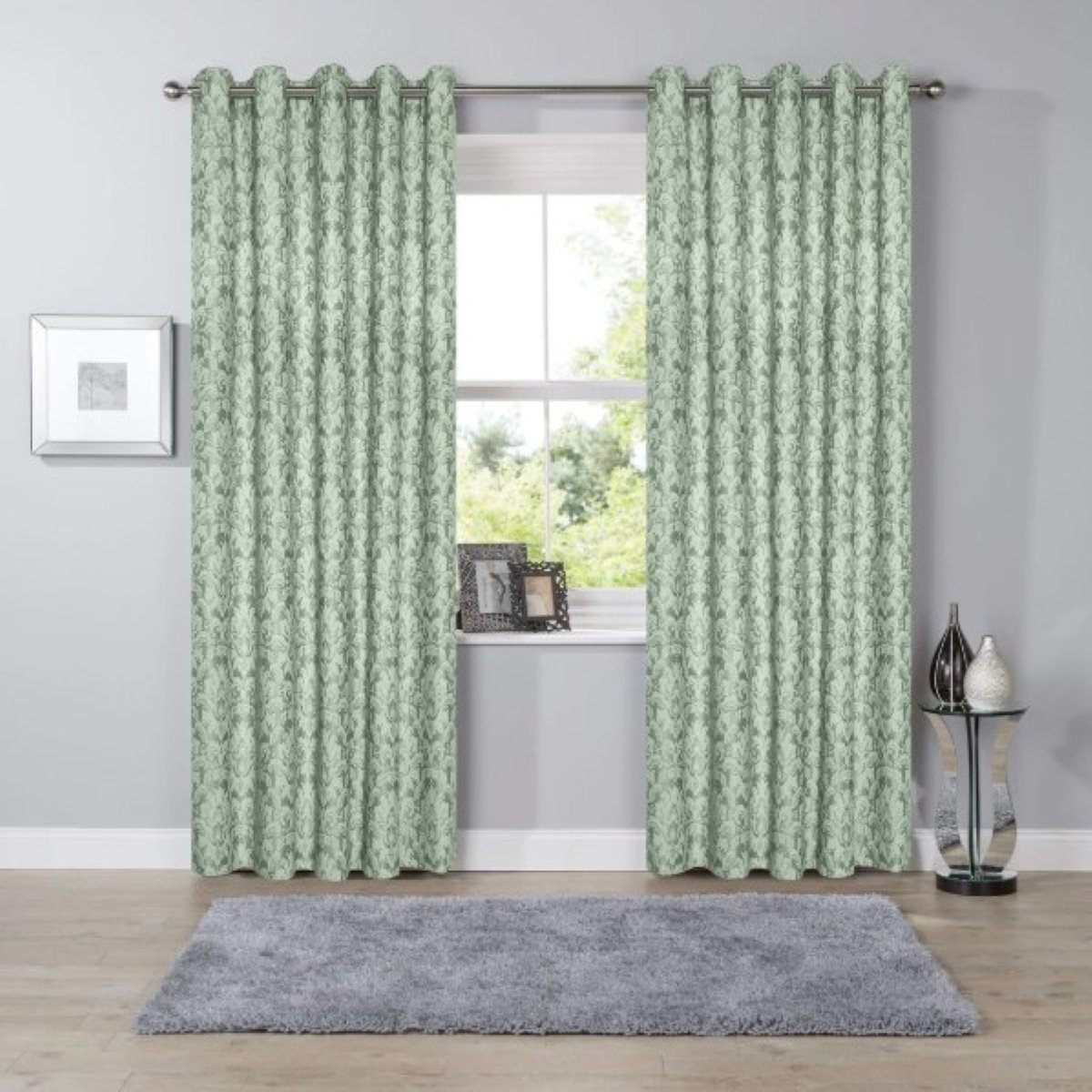 New Edge Blinds Duckegg Savoy Woven Jacquard Eyelet Curtains - 167cm x 183cm