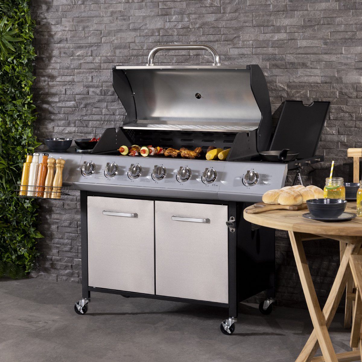 Charles Bentley 7 Burner Premium Gas BBQ Barbecue - Silver