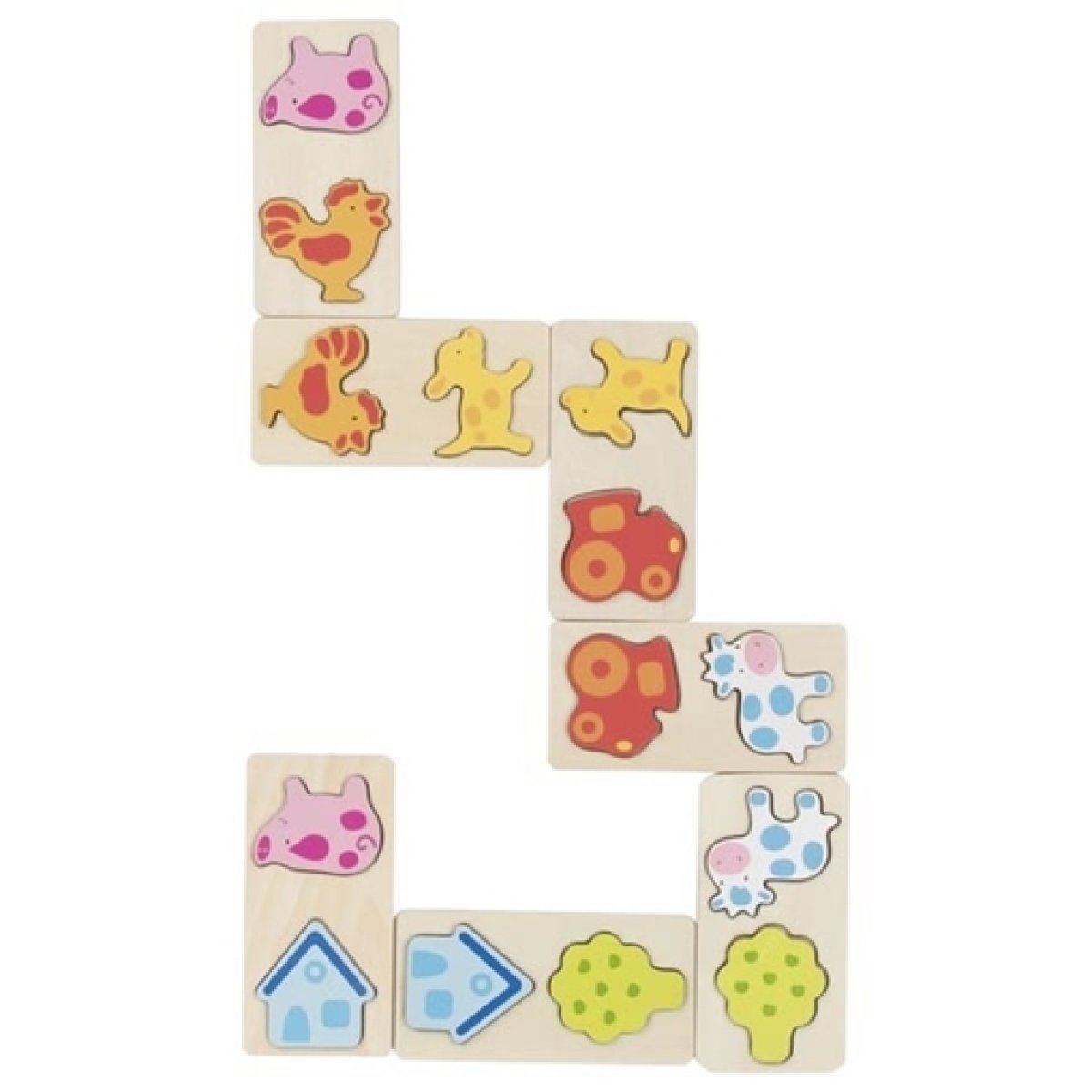 Goki 3D Domino Game Farm Animal Jigsaw Puzzle Set Childrens