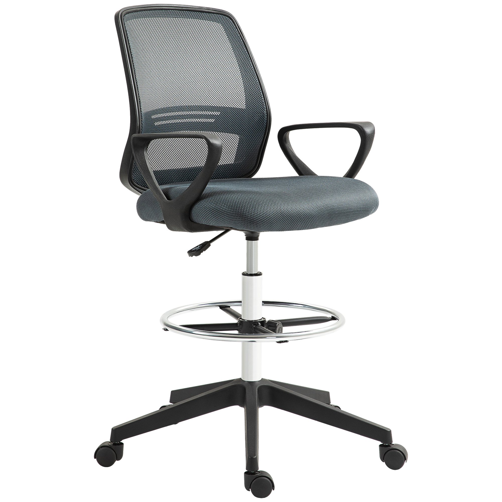Vinsetto Mesh Tall Ergonomic Drafting Chair - Grey