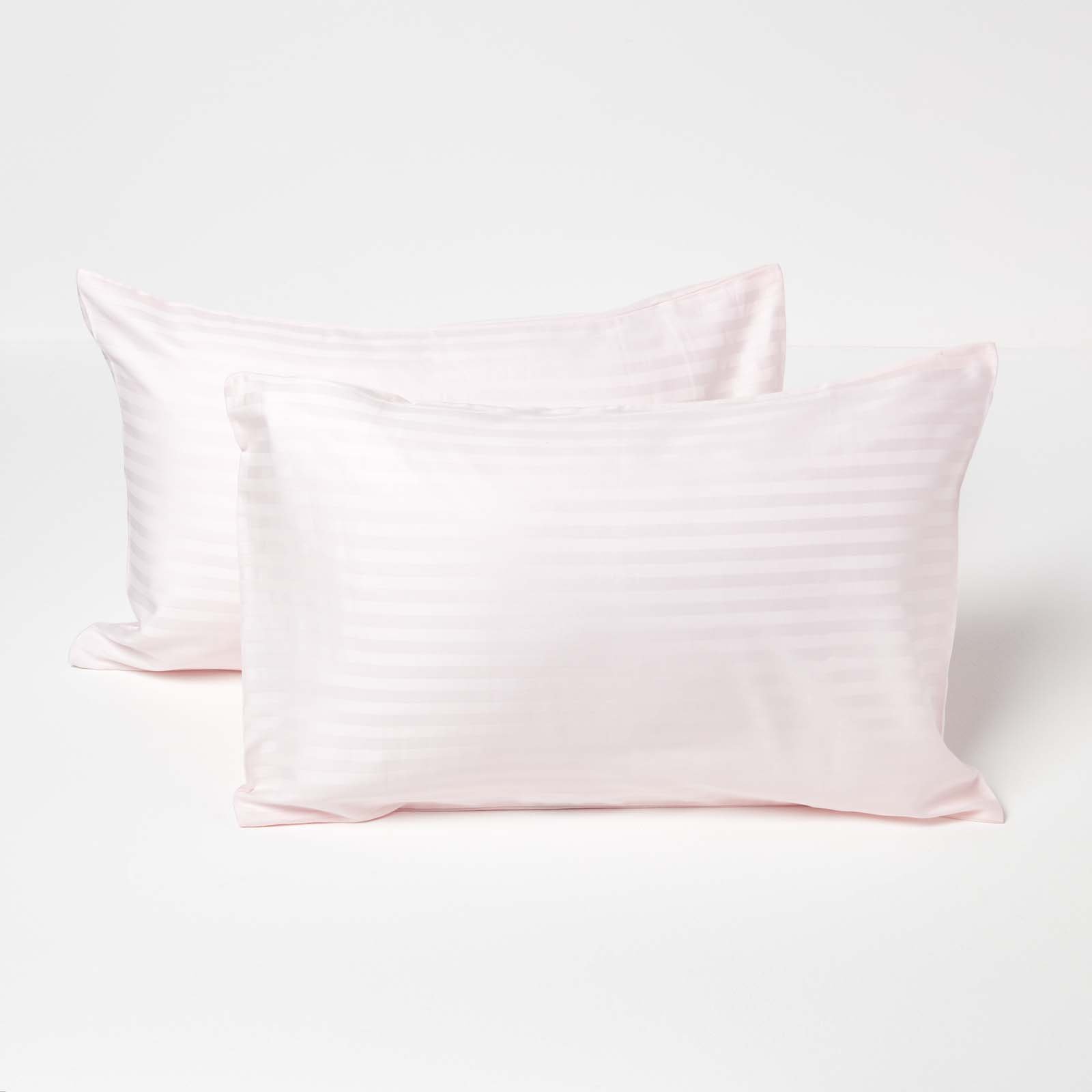 Homescapes 2 Egyptian Cotton Satin Stripe Kids Pillowcases - 40 x 60 cm - Pink