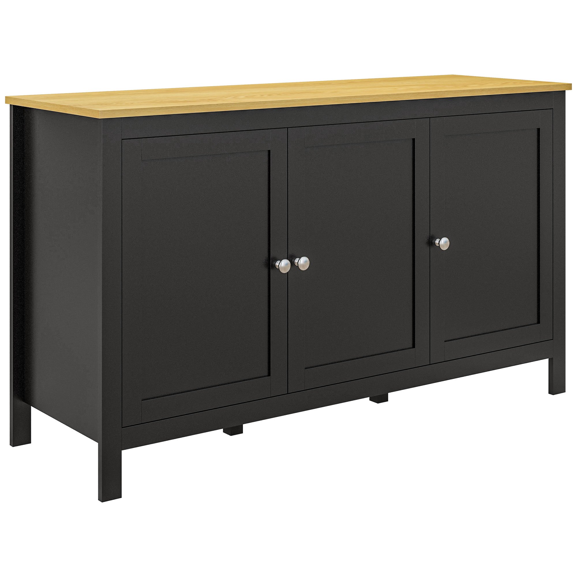 HOMCOM 3 Doors and 2 Adjustable Shelves Sideboard - Black