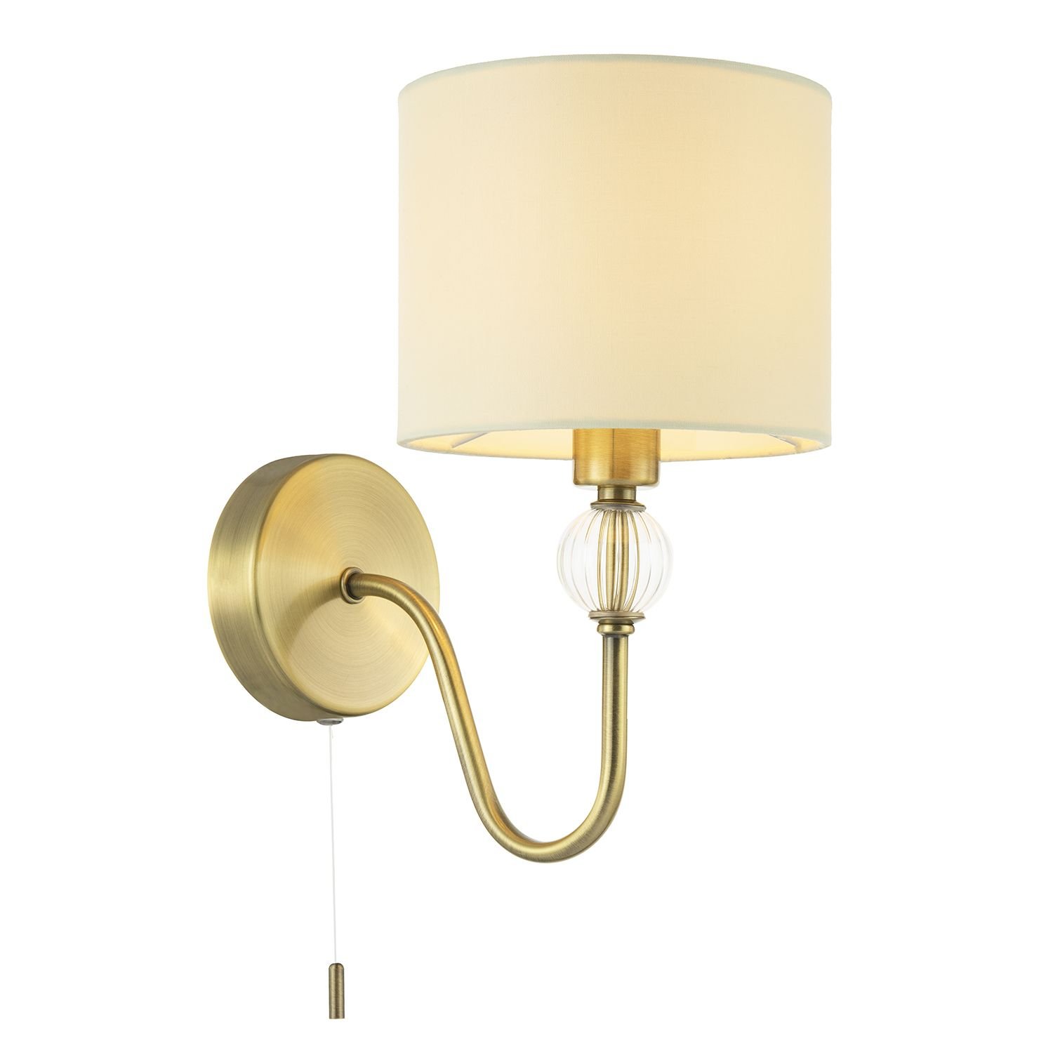 Happy Homewares Bedside in Antique Brass with Pull Switch Wall Light - 15cm