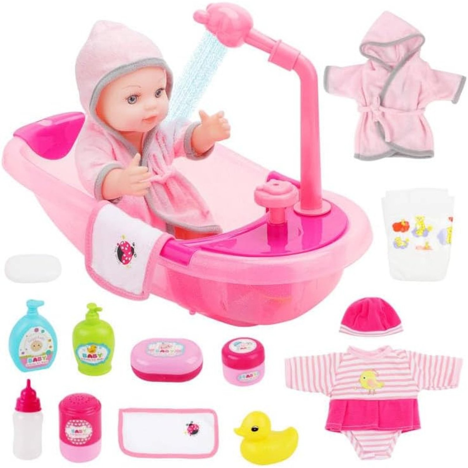 deAO Baby Doll Bath Set - Pink