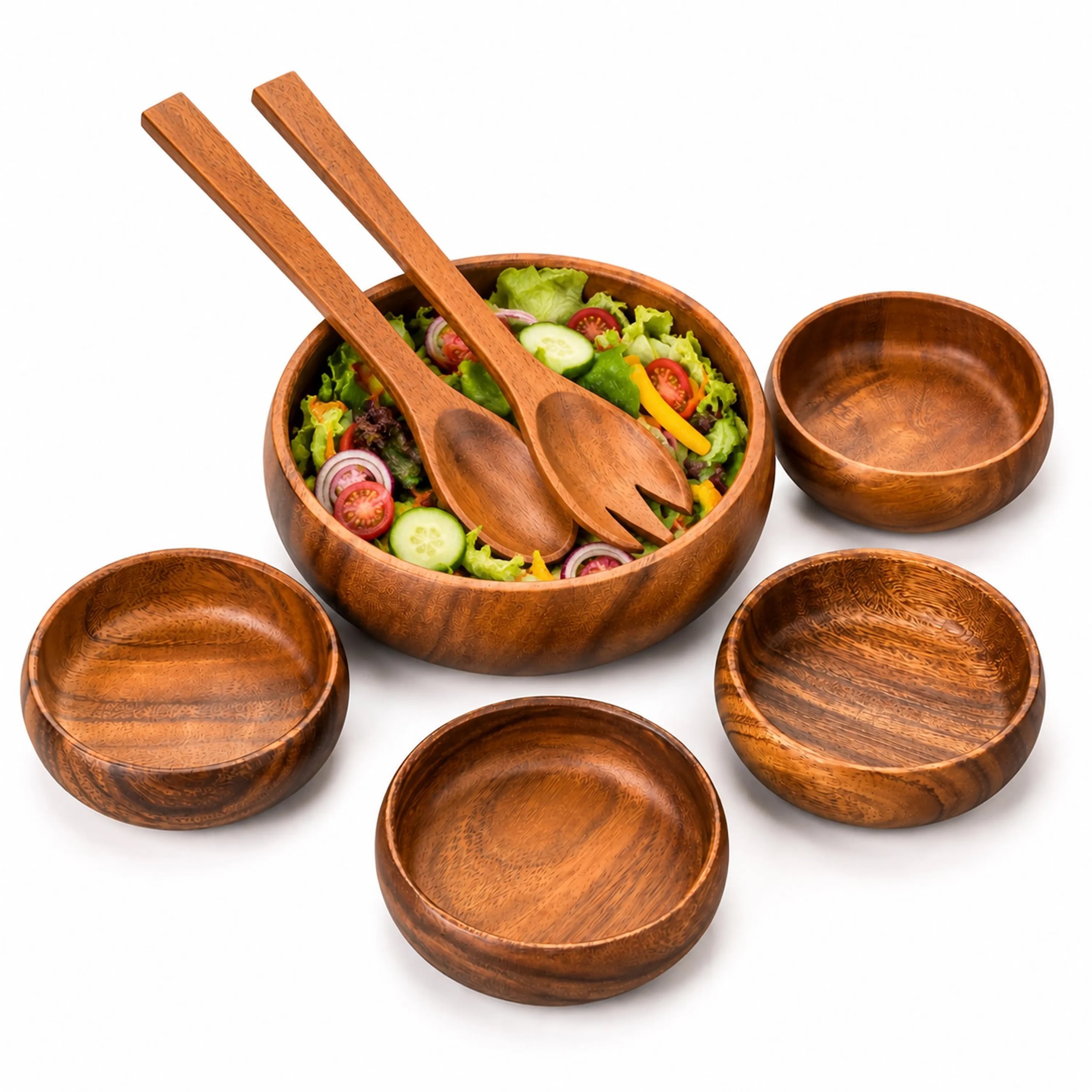 Orsina Kora Acacia 7 Piece Salad Serving Set - Natural