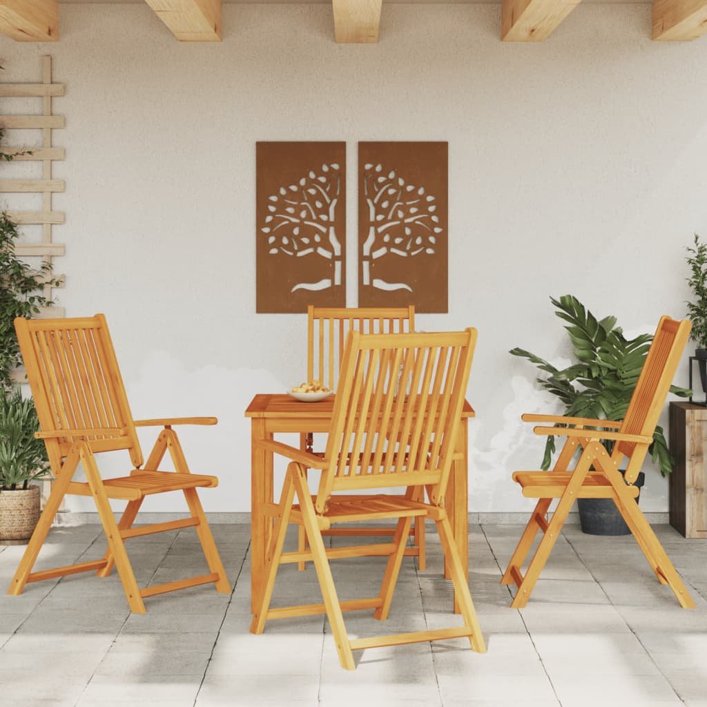 Walplus 5 Piece Acacia Wood Folding Garden Dining Set - Brown - 85 x 85 x 74 cm