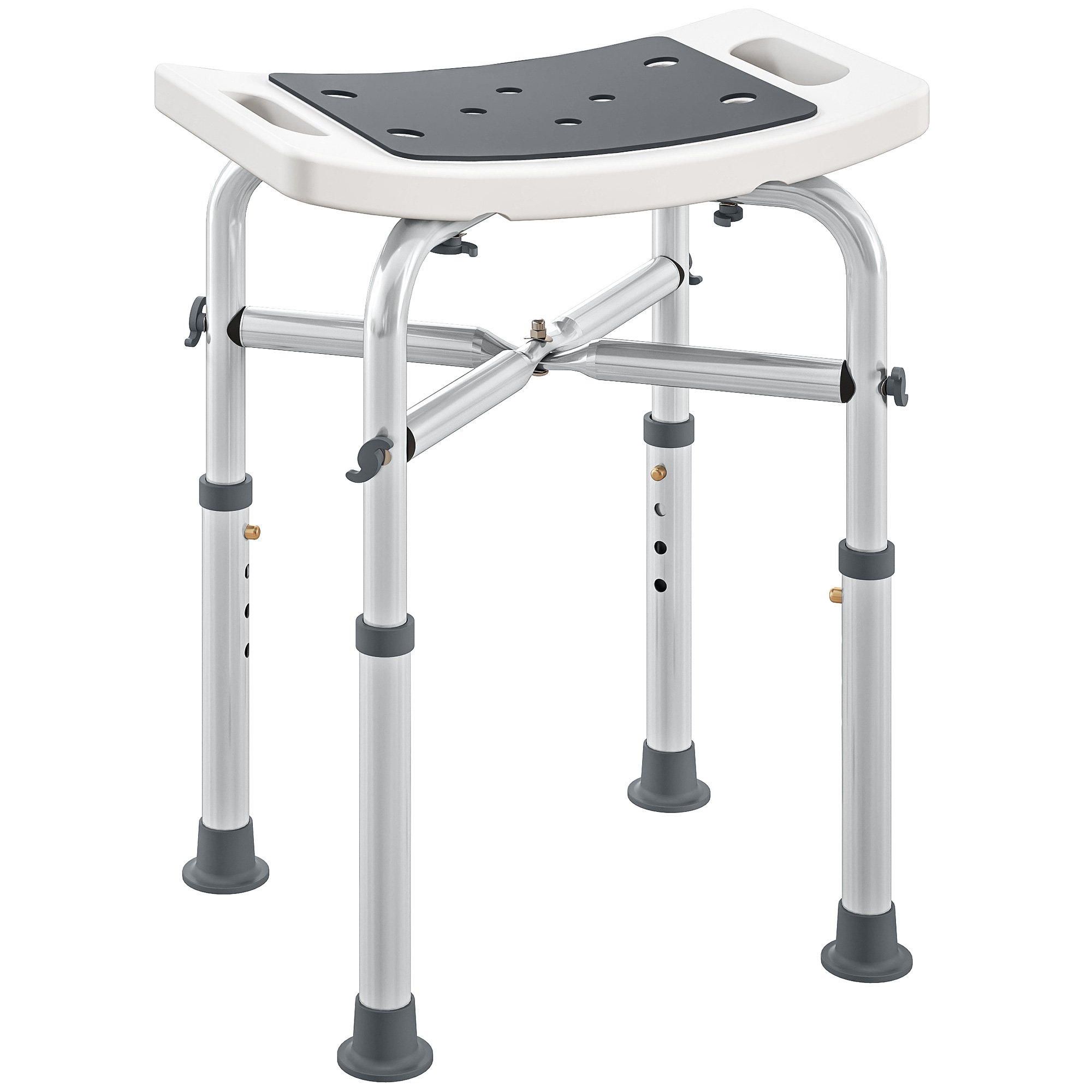 HOMCOM Adjustable Padded Shower Stool – Grey