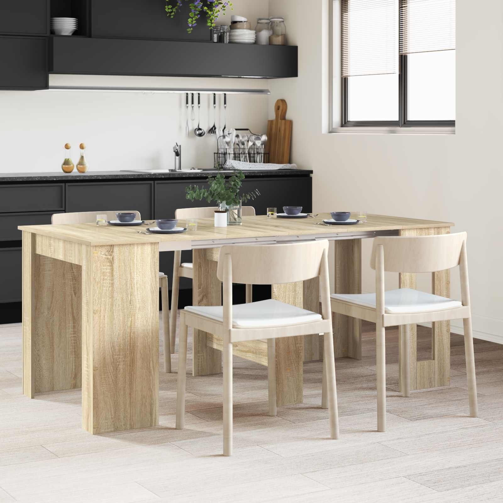 Walplus Rectangular Dining Table - Sonoma Oak - 180 x 85 x 75 cm