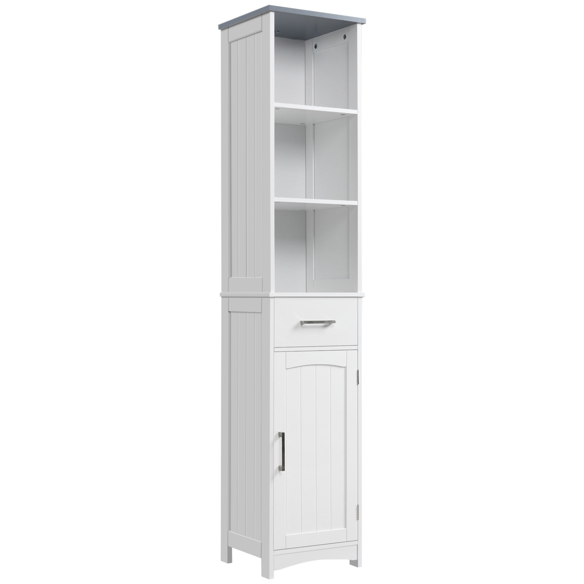 kleankin 3 Tier Freestanding Tall Bathroom Storage Cabinet - White