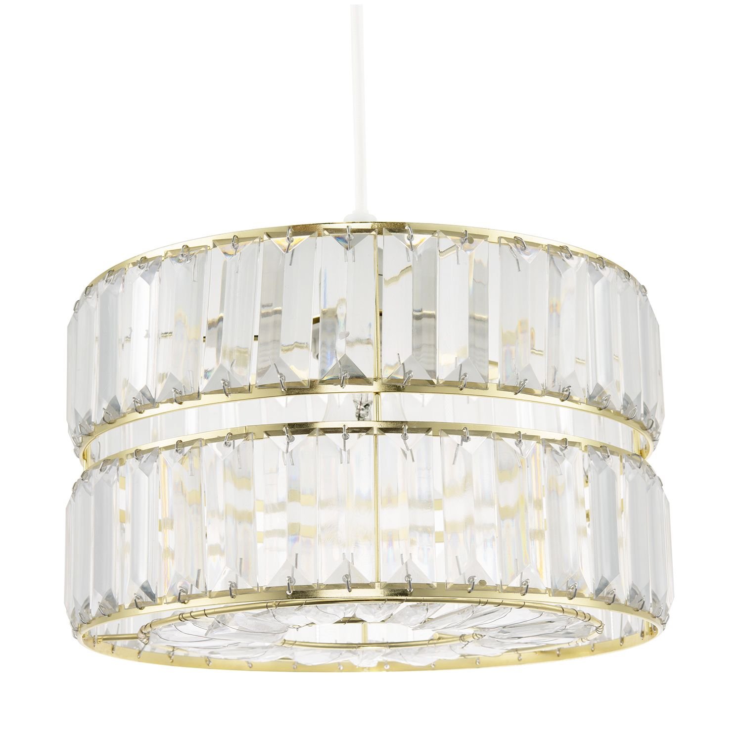 Happy Homewares Gold Chic Double Tier with Clear Acrylic Pendant Shade - 25cm