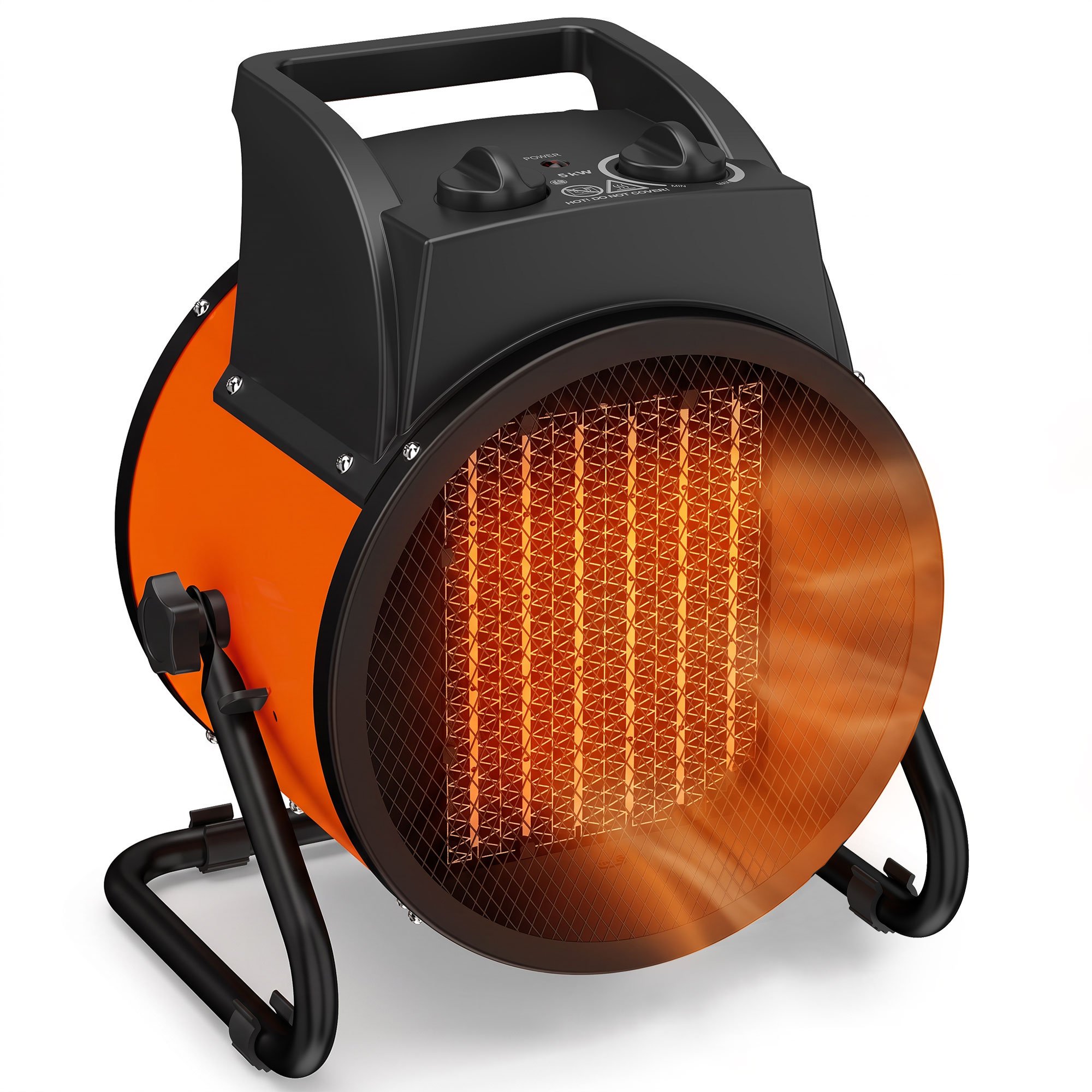 Outsunny Small Space Industrial Fan Heater 5000W with Tilting - Orange