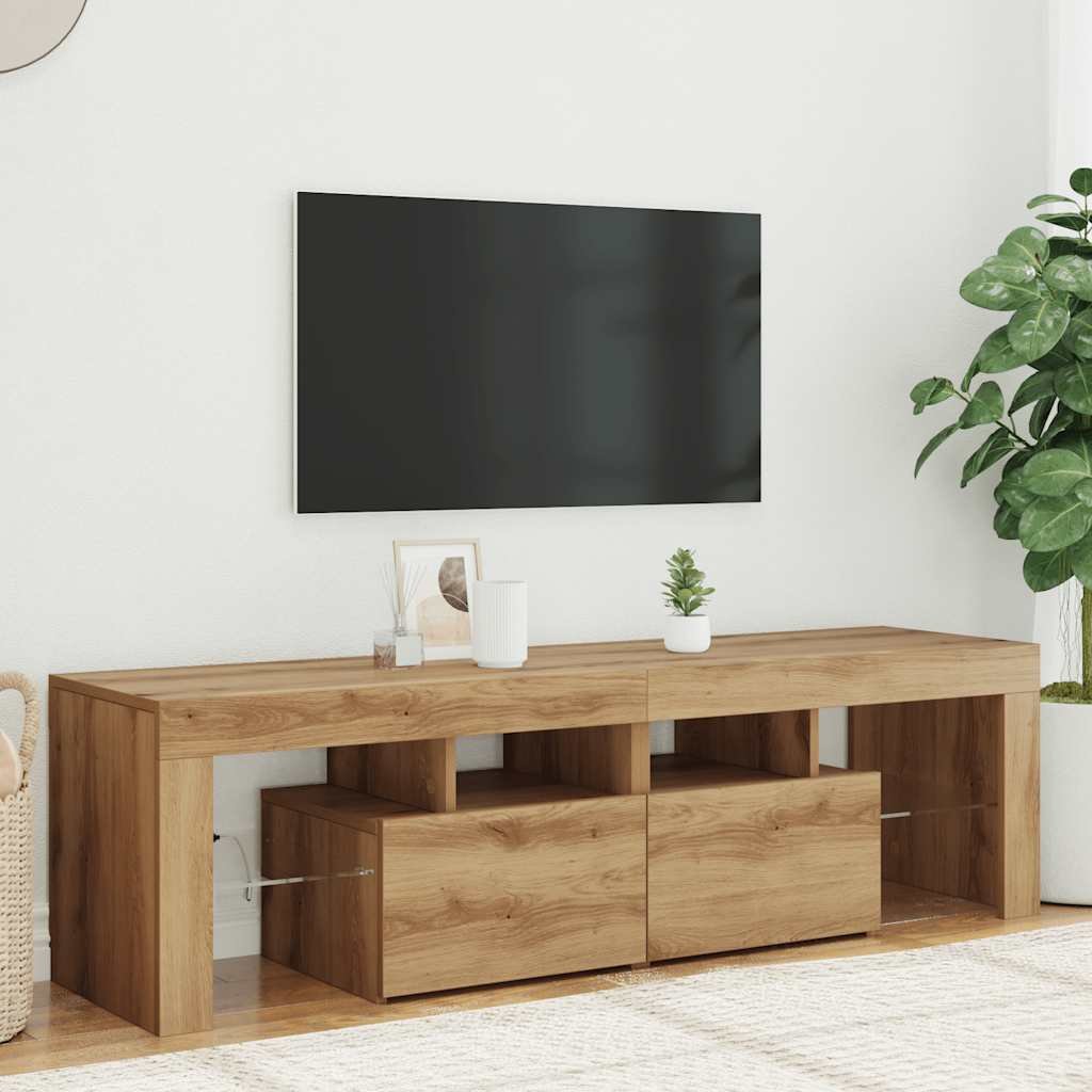 Walplus LED Engineered Wood TV Cabinet - Oak - 140 x 36.5 x 40 cm