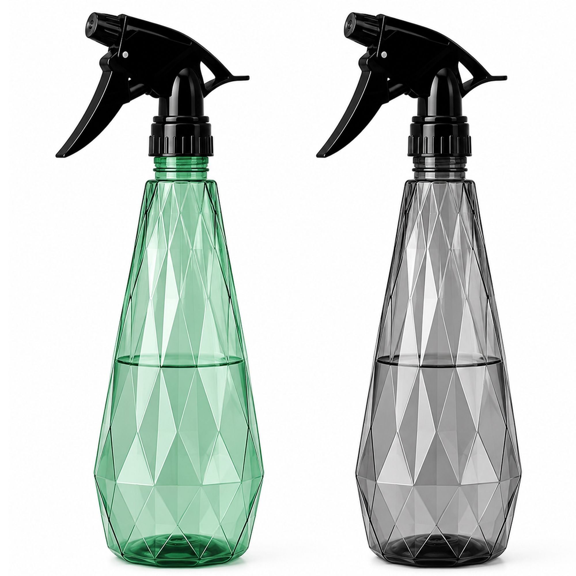 Keplin Plastic Trigger Spray Bottles - 600ml, 2 Pack - Green And Grey