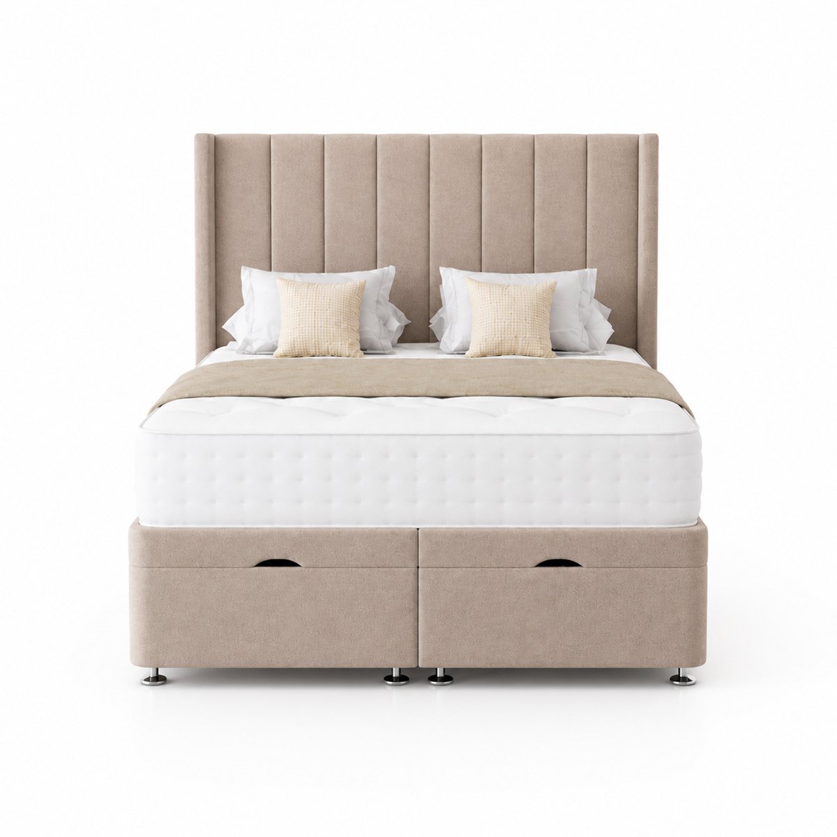 Comfy Deluxe  Ameila Wing 6ft Superking End Lift Ottoman Bed Set - Beige