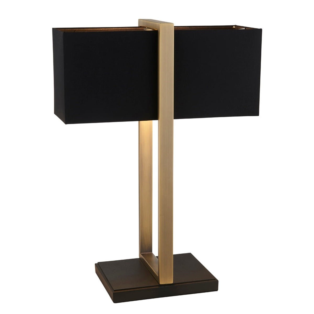 Loops Direct Matt Antique Brass Table Lamp - Black Shade