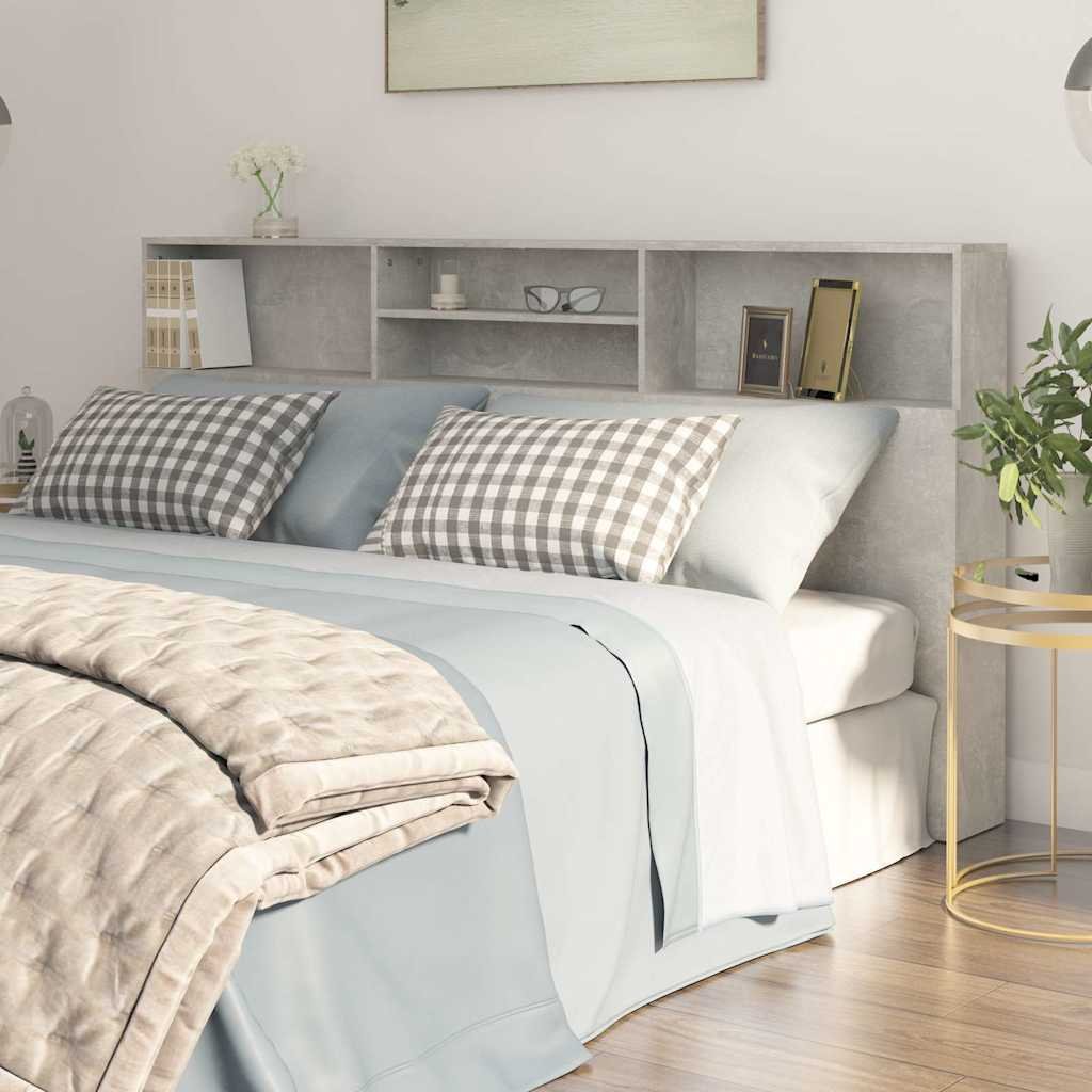 Walplus Engineered Wood Headboard Cabinet - Granite Grey - 200 x 19 x 103.5 cm