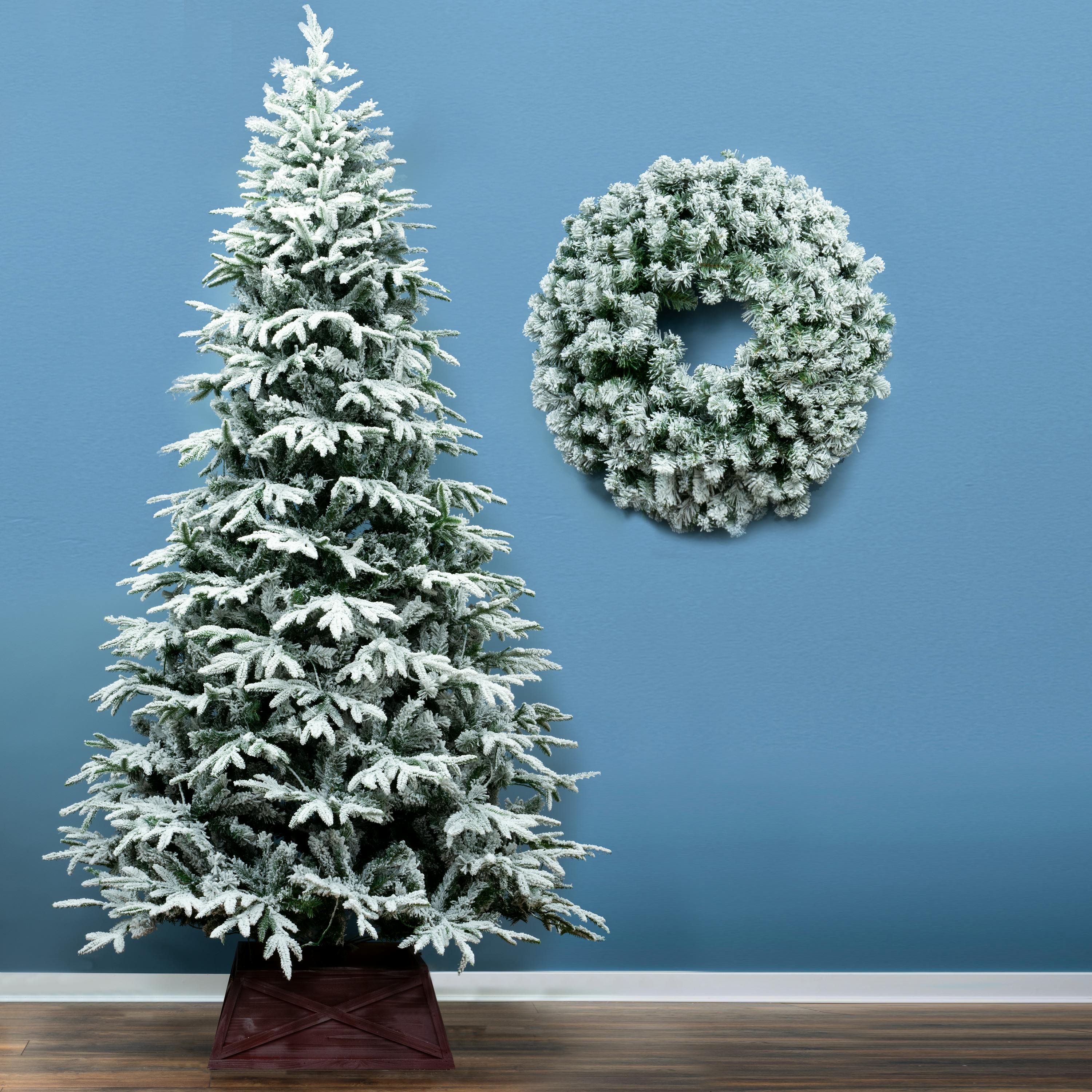 Christmas Tree World 8ft Snowy Alpine Christmas Tree