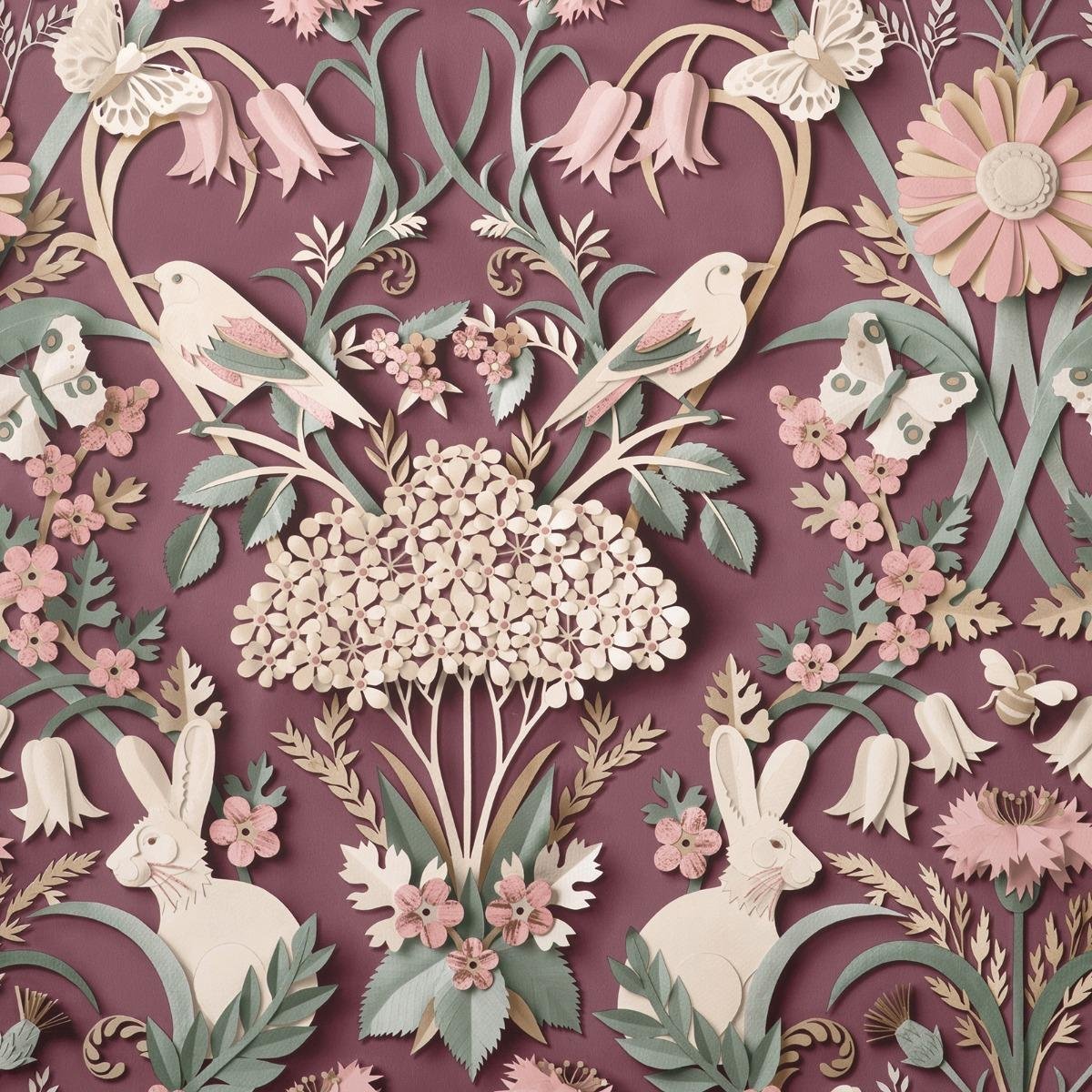 Fine Decor Woodland Wallpaper - Plum