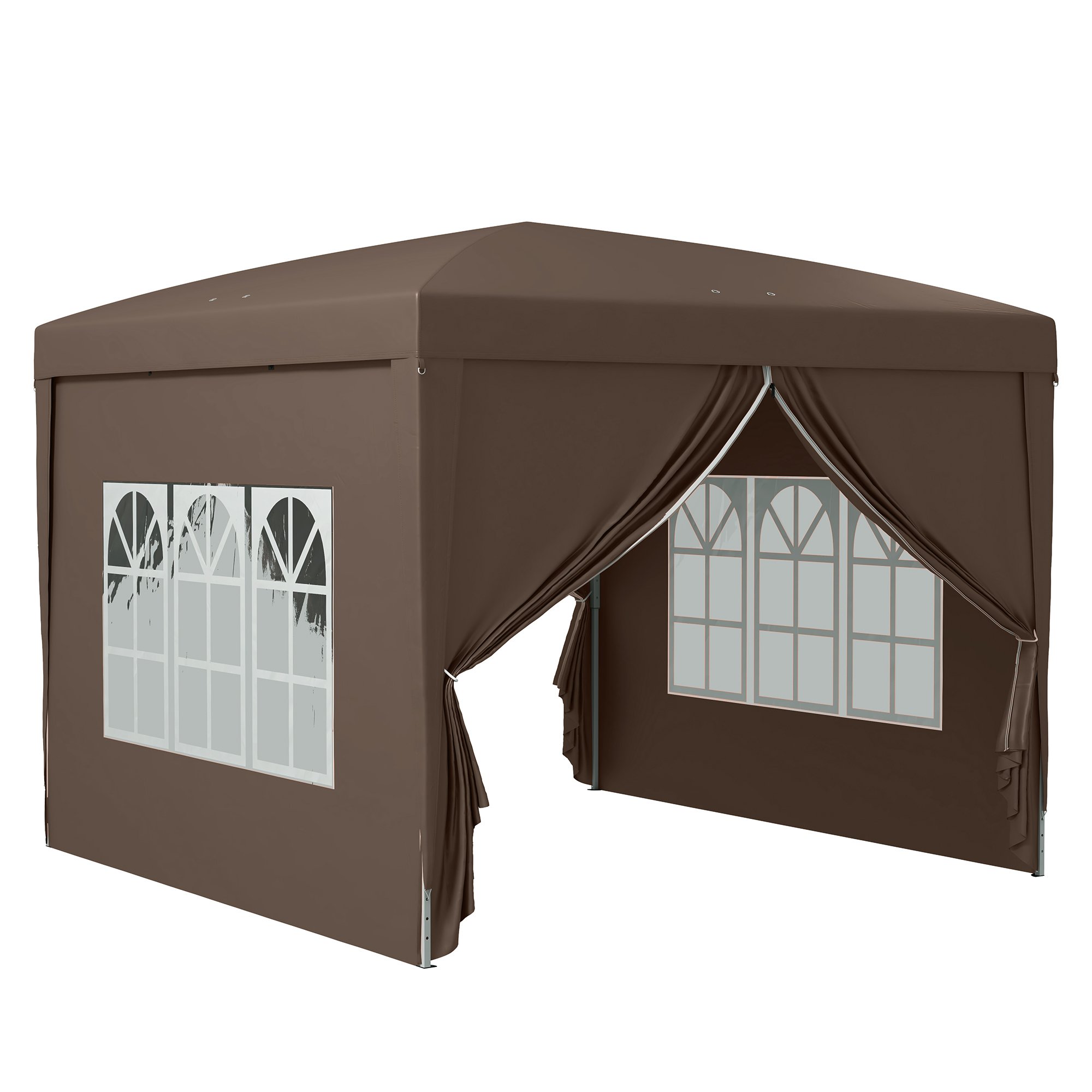 Outsunny Pop Up Gazebo with Sidewalls and Windows – Coffee