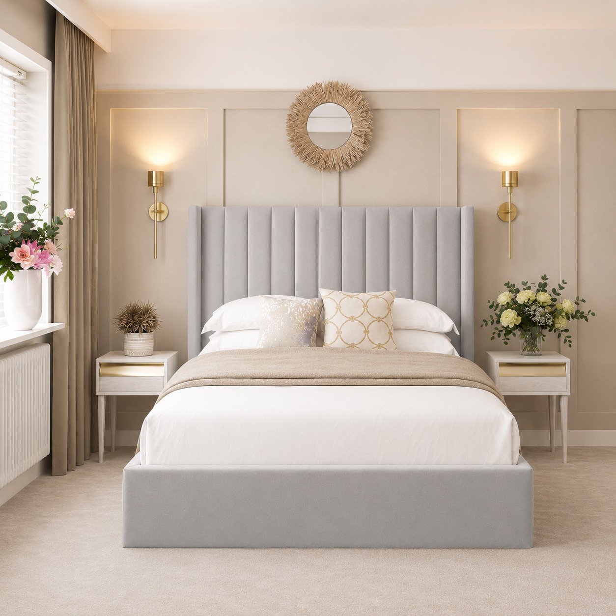 Bed Choices Madison Super King Bed Frame With 54" Headboard - Silver