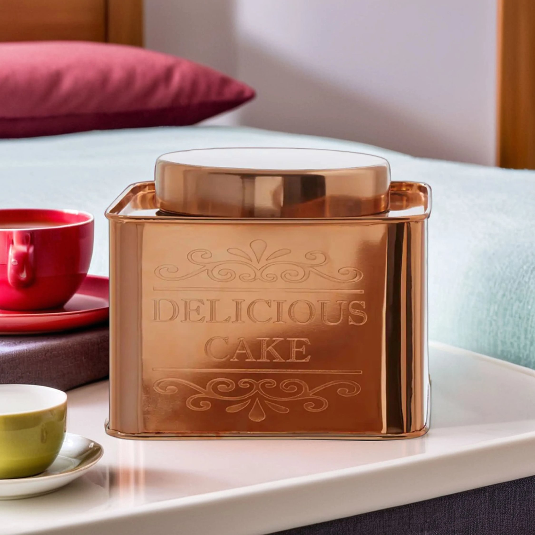 Orsina Chai Square Copper Finish Cake Canister