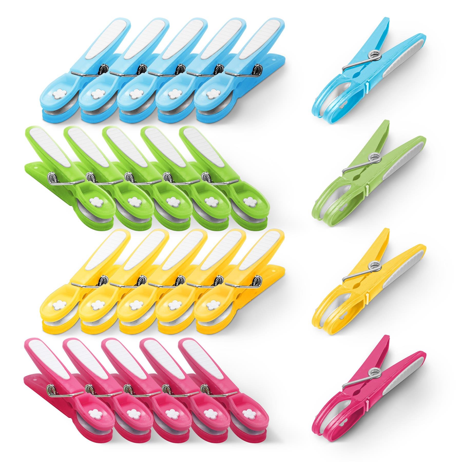 Keplin Multicolour Metal Spring Plastic Laundry Pegs - Pack of 24