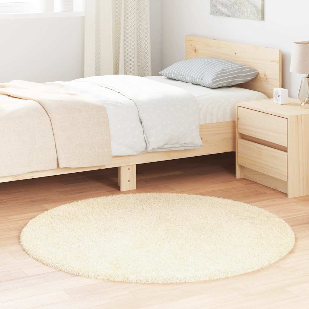 Walplus Navarra Round Polyester Rug - Cream - 120 x 120cm