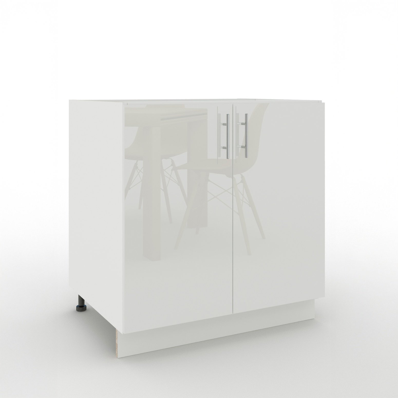 JD Greta 800mm Adjustable Leg Base Cabinet with 2 Doors - White Gloss