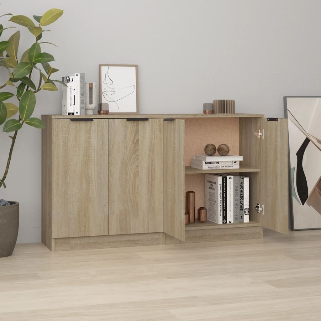 Walplus Pack of 2 Engineered Wood Sideboard - Sonoma Oak - 60 x 30 x 70 cm